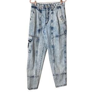 Vintage Bugle Boy Special Forces Acid Wash Denim Cargo Jeans Mens 30 Blue 90s